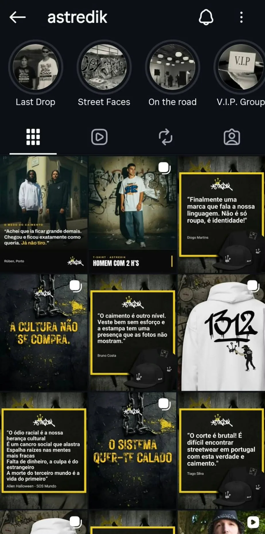 Feed de Instagram · Astredik · streetwear